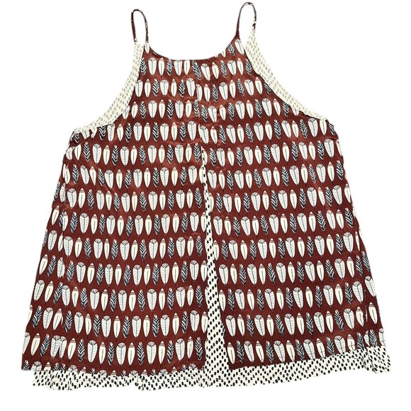 Porridge for Anthropologie Feather Print Layered Split Back Camisole Top Size M - Picture 2 of 14